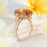 14K Rose Gold Luxury Anniversary Ring 8.2 Ct Oval Yellow Citrine Diamond
