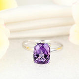 Fine 14K White Gold Wedding Promise Anniversary Engagement Ring Purple Amethyst