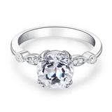 14K White Gold Wedding Engagement Ring 2 Ct Topaz 0.07 Ct Natural Diamonds 