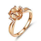 14K Rose Gold Wedding Promise Ring Floral Peach Morganite Natural Diamond