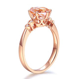 14K Rose Gold Wedding Engagement Ring Peach Morganite 0.038 Ct Natural Diamonds