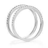 14K White Gold Wedding Ring Double Band 0.18 Ct Diamond solid 585 Fine Jewelry