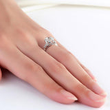 14K White Gold Wedding Engagement Ring 2 Ct Topaz 0.038 Ct Natural Diamonds