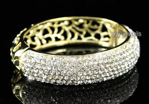 Wedding Gold Bangle Bracelet use Swarovski Crystal XB043