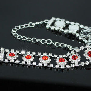Wedding Red Flower Crystal Bracelet XB049