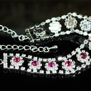 Bridal Purple Flower Crystal Bracelet XB051