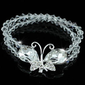 Bridal Handmade Clear Crystal Butterfly Bracelet XB063