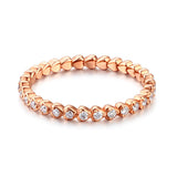 14K Solid Rose Gold Heart Eternity Wedding Band Stacking Ring 0.33 Ct Diamonds