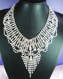 Drag Queen Crystal Necklace Earrings Set XS1146