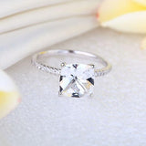 14K White Gold Wedding Engagement Ring 2.5 Ct Topaz 0.12 Ct Natural Diamond