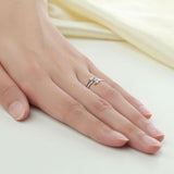 Solid 14K White Gold Trendy Ring 0.2 Ct Diamond 585 Fine Jewelry