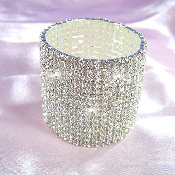 15 Row Stretch Bridal Clear Crystal Rhinestone Bracelet XB915