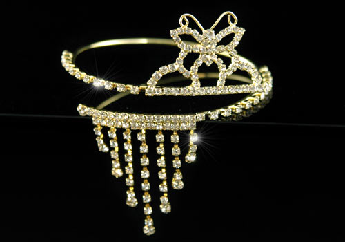 Bridal Butterfly Crystal Gold Upper Arm Bracelet / Armlet XA011