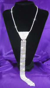 Drag Queen Crystal Rhinestone Necktie Necklace XC026