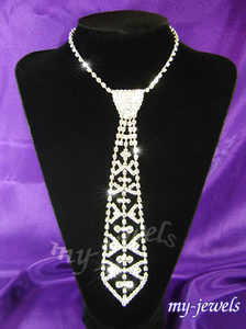 Bridal Prom Crystal Rhinestone Necktie Necklace XC028