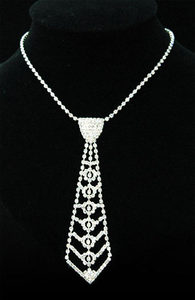 Bridal Prom Crystal Rhinestone Necktie Necklace XC029