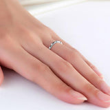 14K Solid White Gold Wedding Band Stackable Ring 0.03 Ct Diamond