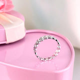 Solid 14K White Gold Heart Wedding Band Women Ring 0.07 Ct Diamond Fine Jewelry