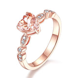 14K Rose Gold Engagement Ring 7 mm Heart Peach Morganite 0.1 Ct Natural Diamonds