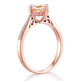 14K Rose Gold Vintage Wedding Engagement Ring 1.2 Ct Peach Morganite & Natural Diamonds