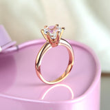 14K Rose Gold Bridal Wedding Engagement Solitaire Ring 2 Ct Topaz  6 Claws
