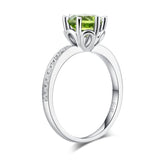 14K White Gold Wedding Engagement Ring 1.4 Ct Peridot 0.14 Ct Natural Diamonds