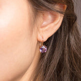 14K Rose Gold Drop Dangle 2 Carats  Amethyst Earrings 