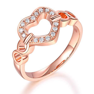 Women 14K Rose Gold Heart Wedding Band Anniversary Promise Ring 0.1 Ct Diamond