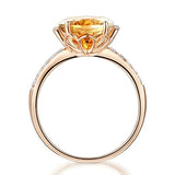 14K Rose Gold Luxury Anniversary Ring 5.2 Ct  Citrine 0.22 Ct Natural Diamond