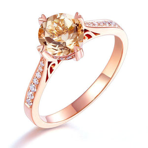 14K Rose Gold Vintage Wedding Engagement Ring 1.2 Ct Peach Morganite & Natural Diamonds