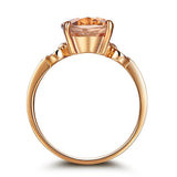14K White Gold Wedding Engagement 3.5 Ct Oval Peach Morganite Ring 0.097 Ct Natural Diamond