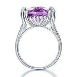 14K White Gold Luxury Anniversary Ring 6.4 Ct Cushion Purple Amethyst Diamond
