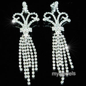 5" Drag Queen Jumbo Rhinestone Dangle Clip On Earrings XE1022