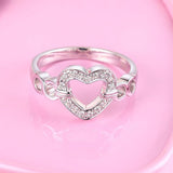 14K White Gold Heart Women Wedding Band Anniversary Promise Ring 0.1 Ct Diamond