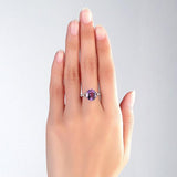14K White Gold Wedding Engagement 3.5 Ct Amethyst Ring 0.097 Ct Natural Diamond