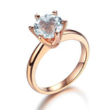 14K Rose Gold Bridal Wedding Engagement Solitaire Ring 2 Ct Topaz  6 Claws