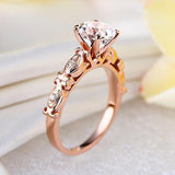 14K Rose Gold Vintage Wedding Engagement Ring 1.2 Ct Topaz & Natural Diamonds