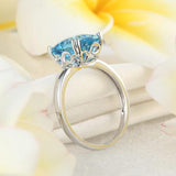 14K White Gold Wedding Promise Anniversary Engagement Ring Swiss Blue Topaz