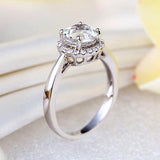 14K White Gold Wedding Engagement Ring 1.2 CT Topaz 0.16 CT Natural Diamonds