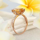 14K Rose Gold Luxury Anniversary Ring 5.2 Ct  Citrine 0.22 Ct Natural Diamond