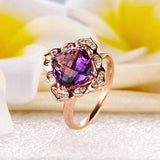 Art Deco Vintage 14K Rose Gold Wedding Anniversary Ring 2.65 Ct Amethyst Diamond
