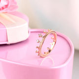 14K Rose Gold Wedding Band Princess Crown Ring 0.04 Ct Diamond Fine Jewelry 