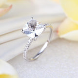14K White Gold Wedding Engagement Ring 2.5 Ct Topaz 0.12 Ct Natural Diamond