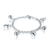 Solid 925 Sterling Silver Dangle Hearts Bracelet Baby Kids Girl Gift Children Jewelry XFB8005