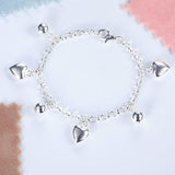 Solid 925 Sterling Silver Dangle Hearts Bracelet Baby Kids Girl Gift Children Jewelry XFB8005