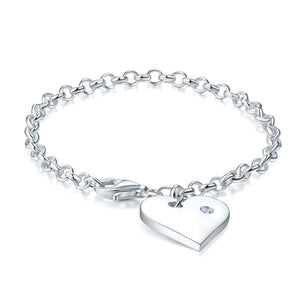 Kids Girl Gift Children Jewelry Solid 925 Sterling Silver Dangle Heart Bracelet XFB8006
