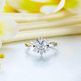 14K White Gold 1 Carat Forever One Moissanite Diamond Flower Wedding Engagement Ring
