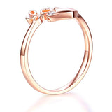 14K Rose Gold Love Wedding Band Heart Ring 0.01 Ct Diamond 585 Fine Jewelry