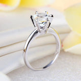 14K White Gold Bridal Wedding Engagement Solitaire Ring 2 Ct Topaz  6 Claws