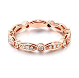 14K Rose Gold Wedding Band Ring 0.3Ct Natural Diamonds Art Deco Vintage Style